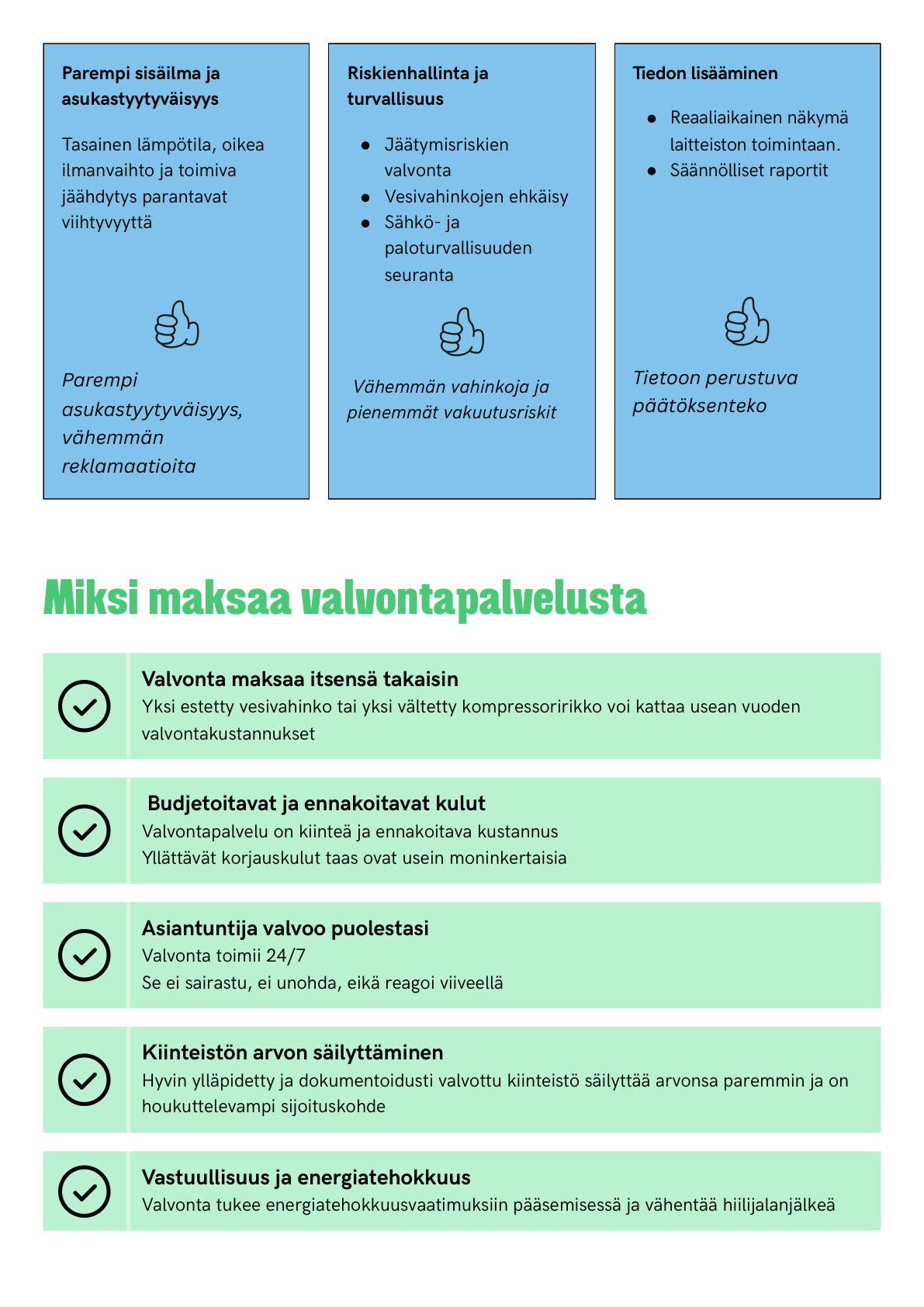 Parempi sisäilma, riskienhallinta, tiedon lisääminen ja miksi maksaa valvontapalvelusta
